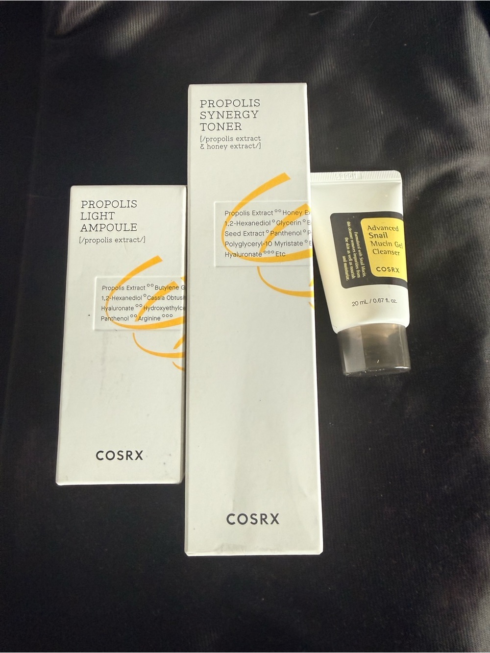 Cosrx Propolis bundle synergy toner, light ampoule and adv snail mucin cleanser